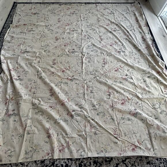 Vintage Ralph Lauren Francesca Queen Flat Sheet Set of 2 Ruffle Sham Tan Floral - Picture 2 of 16